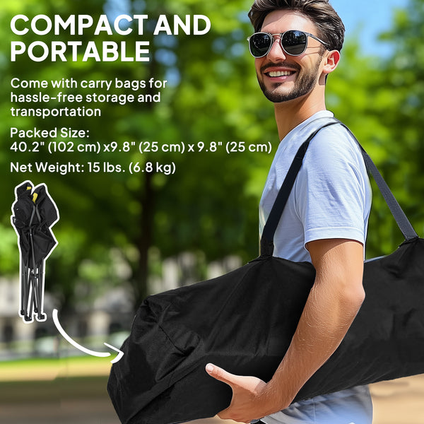 Lot de 2 chaises de camping pliantes à dossier haut avec porte-gobelet