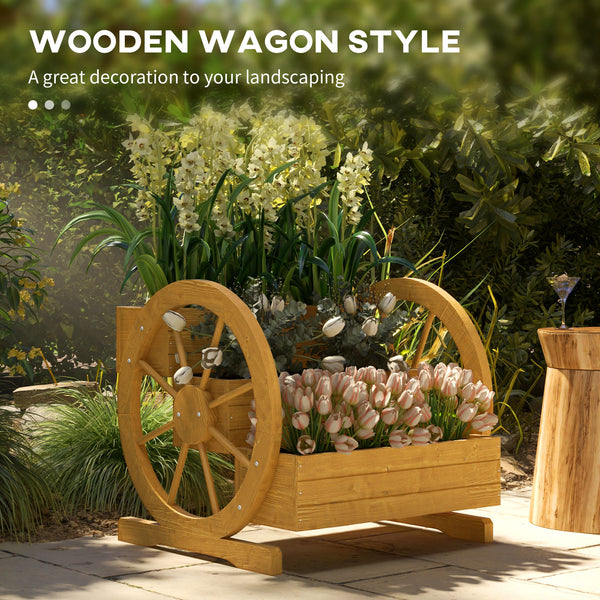 Jardinière en bois en forme de chariot à 3 niveaux