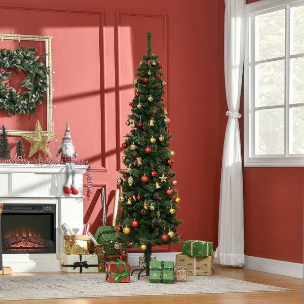 Sapin de Noël artificiel de 6,5 pieds avec pommes de pin