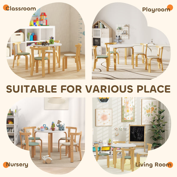 Ensemble table et chaises en bois pour enfants, vert