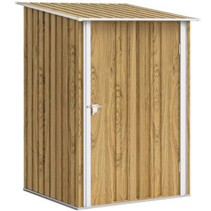 Cabanon de jardin compact en acier galvanisé avec porte verrouillable, couleur bois
