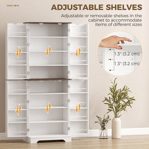 Garde-manger haut style champêtre avec 2 armoires, porte et tablettes ajustables, blanc