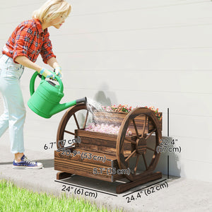 Jardinière en bois en forme de chariot