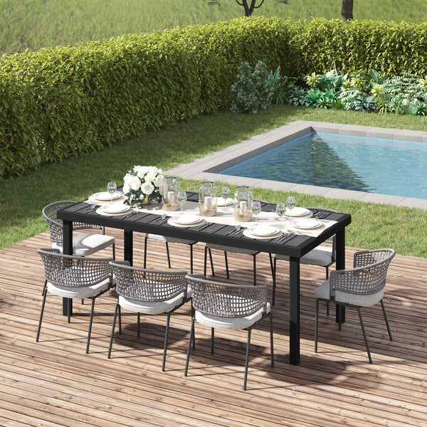 Table de jardin rectangulaire en aluminium, noire