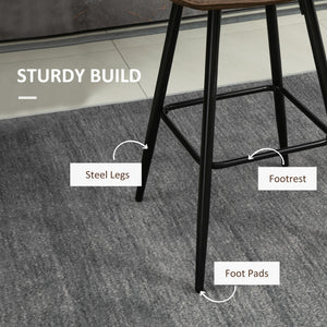 Set of 2 faux leather bar stools, brown