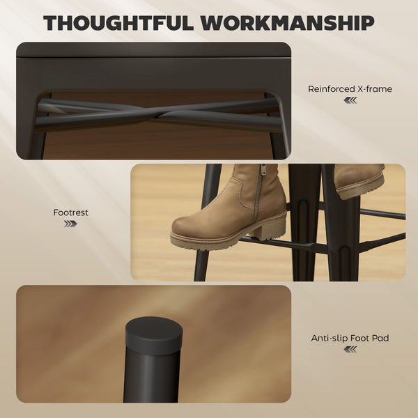 Set of 4 industrial-style metal bar stools, black