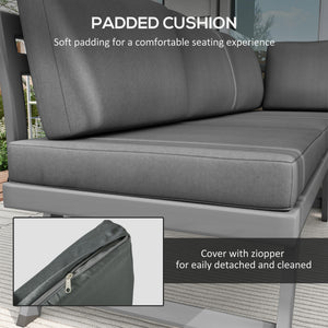 Ensemble de jardin d'angle convertible 4 pièces comprenant 2 canapés, 1 fauteuil d'angle et 1 table basse, gris