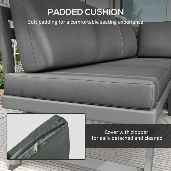 Ensemble de jardin d'angle convertible 4 pièces comprenant 2 canapés, 1 fauteuil d'angle et 1 table basse, gris
