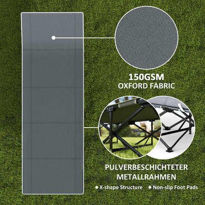 Lit pliant Outsunny de 68 cm de large, lit de camp pour adultes avec matelas, sac de transport, charge maximale 150 kg, gris foncé