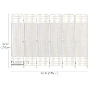 Cloison de séparation pliable à 6 panneaux en fibre ondulée, blanc