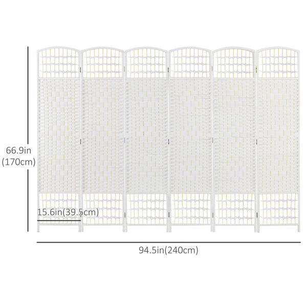 Cloison de séparation pliable à 6 panneaux en fibre ondulée, blanc