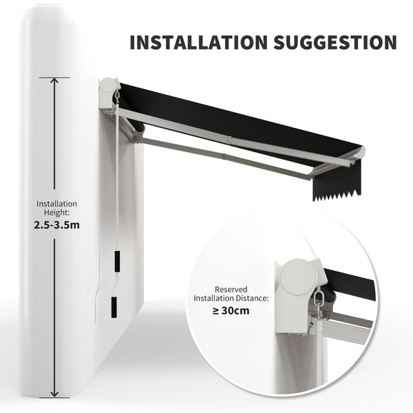 8'x7' Patio Awning Manual Retractable Sun Shade Outdoor Deck Canopy Shelter, Black