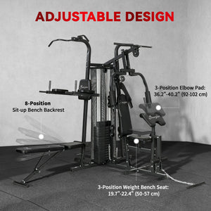 Station de musculation multifonction avec charge ajustable de 152 lb