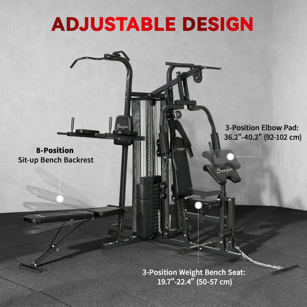 Station de musculation multifonction avec charge ajustable de 152 lb