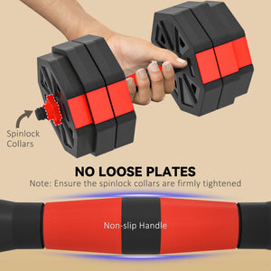 Ensemble d’haltères ajustables 6 en 1 de 66 lb avec barre, kettlebell et supports à pompes