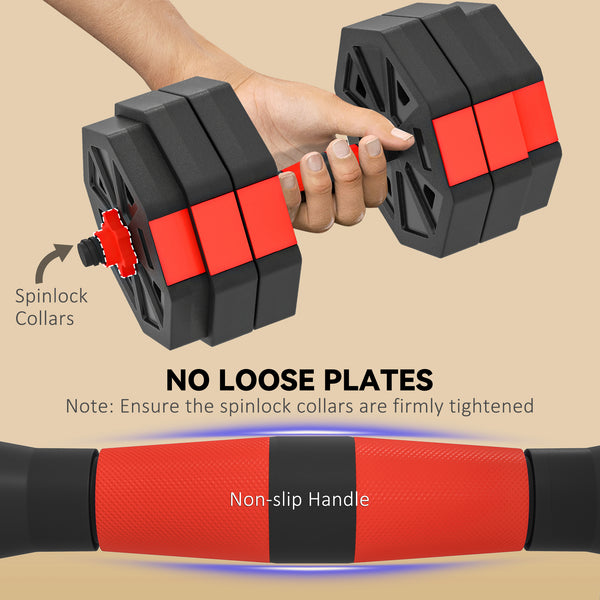 Ensemble d’haltères ajustables 6 en 1 de 66 lb avec barre, kettlebell et supports à pompes