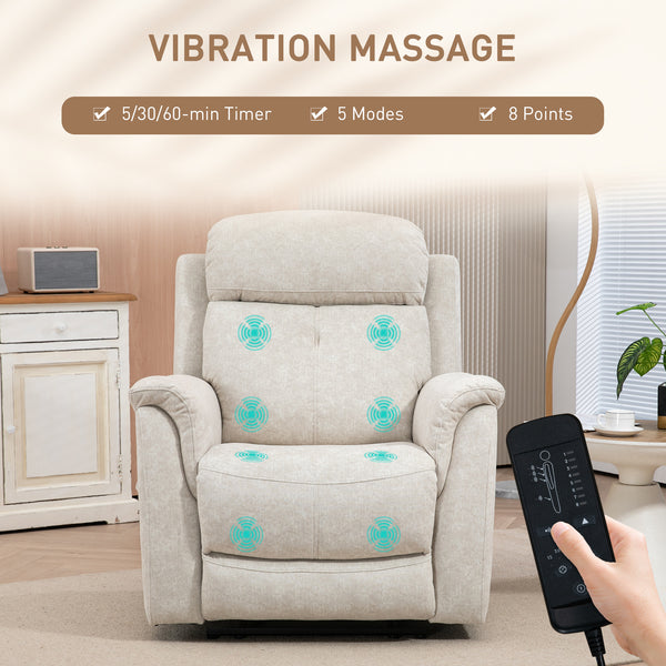 Fauteuil inclinable manuel avec massage par vibrations, beige