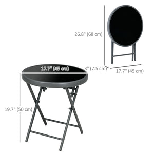 Table d'appoint ronde pliante d'extérieur, noir