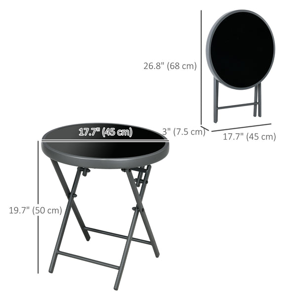 Table d'appoint ronde pliante d'extérieur, noir