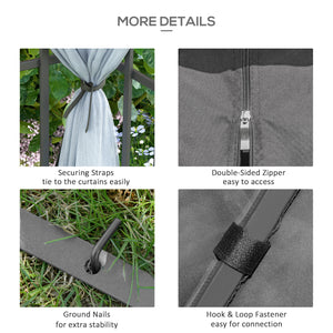 Gazebo 10'x10' Tonnelle de jardin portable avec moustiquaire Gris