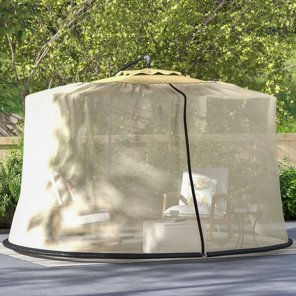 Moustiquaire de protection pour parasol de 7.5 pieds avec porte zippée, beige