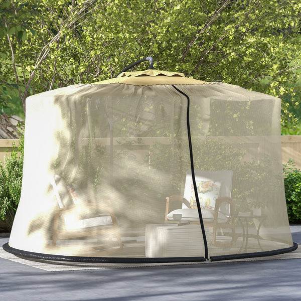 Moustiquaire de protection pour parasol de 7.5 pieds avec porte zippée, beige
