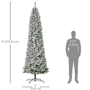 Sapin de Noël artificiel givré de 9 pieds pré-éclairé avec lumière LED blanc chaud