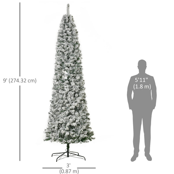 Sapin de Noël artificiel givré de 9 pieds pré-éclairé avec lumière LED blanc chaud