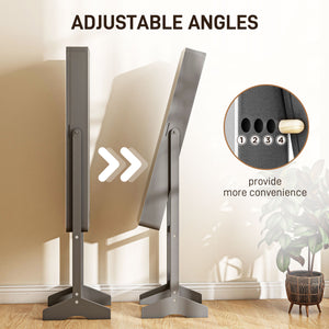 Armoire à bijoux sur pied avec miroir et LED à angle réglable, gris