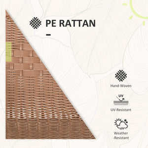 Ensemble de meubles 3 pièces en osier avec 2 chaises empilables et table basse en verre trempé, marron