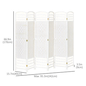 Cloison de séparation à 6 panneaux pliable et autoportante en fibre ondulée, blanche
