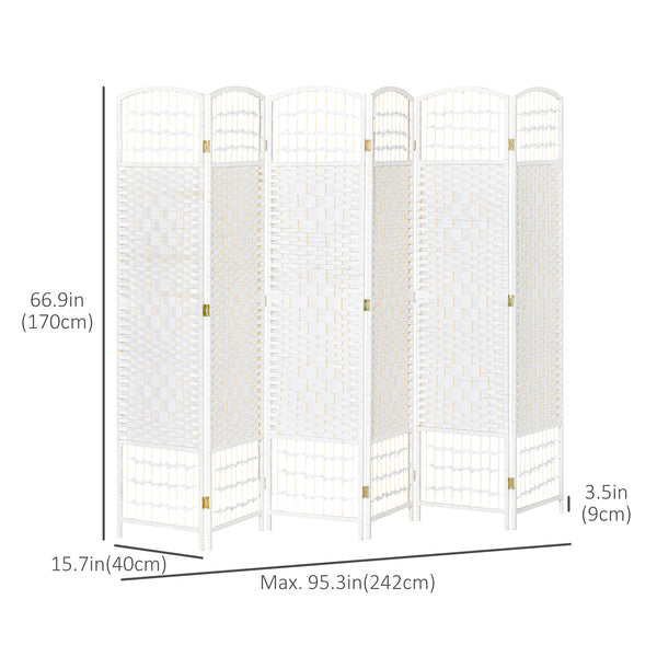 Cloison de séparation à 6 panneaux pliable et autoportante en fibre ondulée, blanche