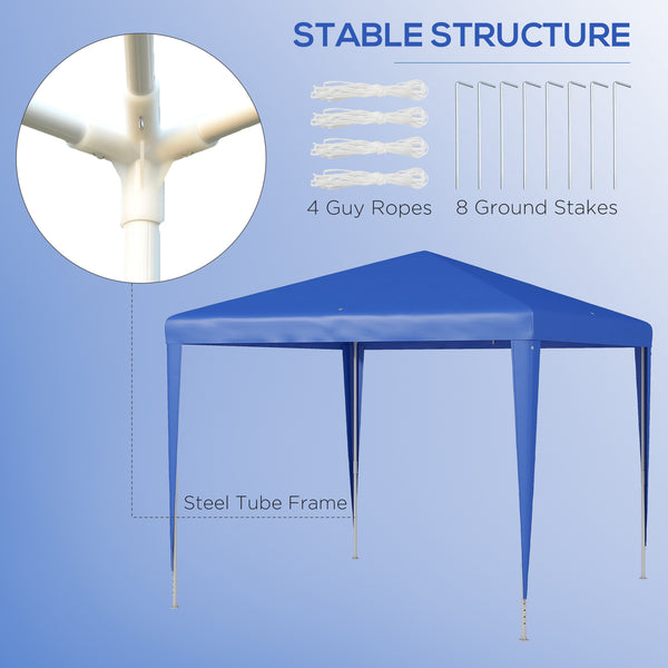 9' x 9' Portable Canopy Party Tent Gazebo Outdoor Sunshade for Weddings Parties with Dressed Legs, Blue