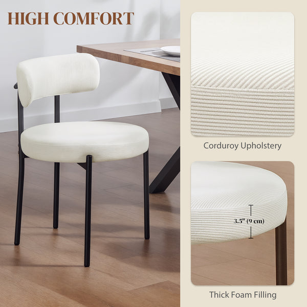 Lot de 4 chaises de cuisine modernes avec revêtement en velours côtelé beige