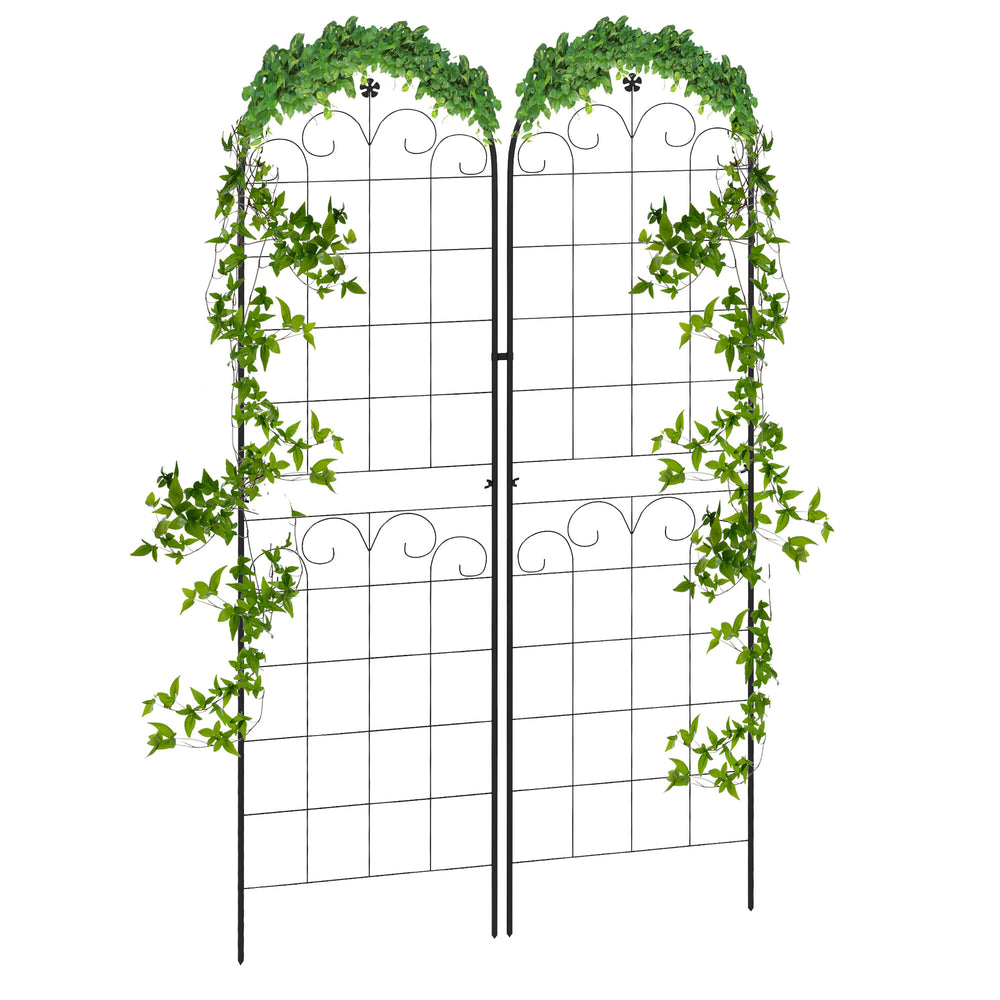 Lot de 2 treillis de jardin pour plantes grimpantes, métalliques d'extérieur pour terrasse