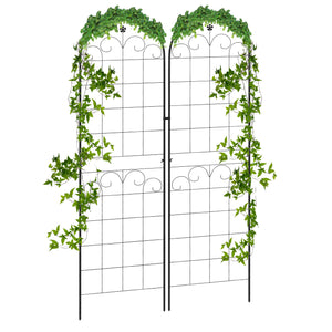 Lot de 2 treillis de jardin pour plantes grimpantes, métalliques d'extérieur pour terrasse