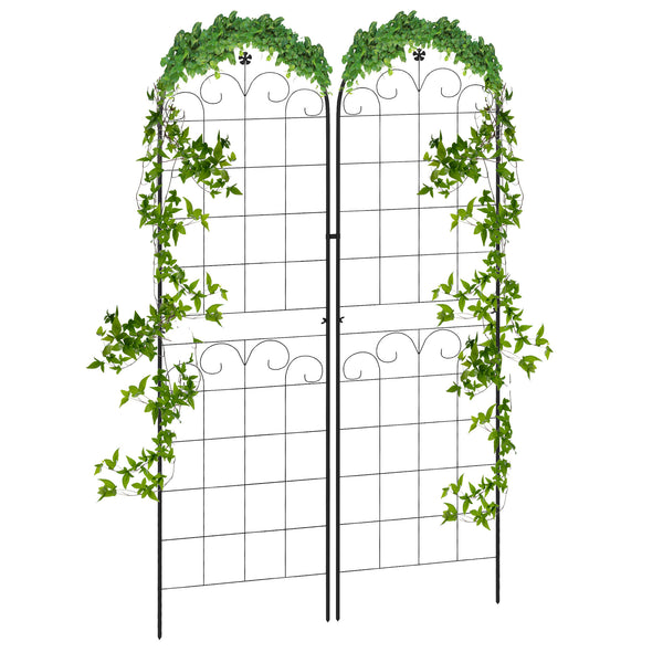 Lot de 2 treillis de jardin pour plantes grimpantes, métalliques d'extérieur pour terrasse