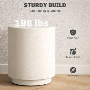 Table d'appoint ronde blanc crème effet béton de 14,5 po – Intérieur et extérieur