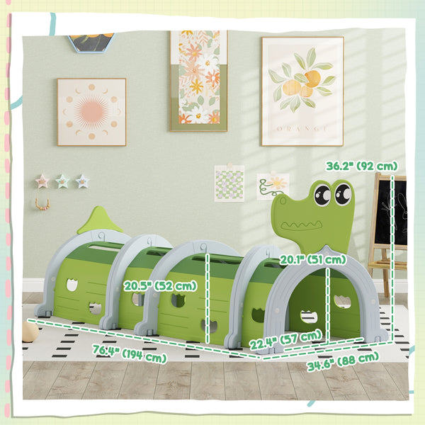 Tunnel Crocodile pour enfants de 3 à 6 ans, vert