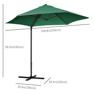 Parasol déporté de 8,5 pieds avec rotation à 360°, vert