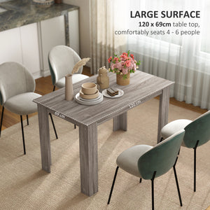 Kitchen table for 4 to 6 people, wood effect, light grey