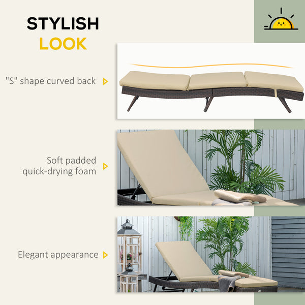 Chaise longue en osier inclinable avec dossier réglable sur 5 niveaux