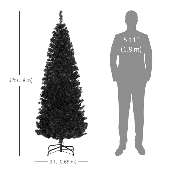 Sapin de Noël artificiel noir de 6 pieds avec ouverture automatique