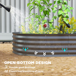 Jardinière d'extérieur surélevée galvanisée avec tuteur en métal, noire