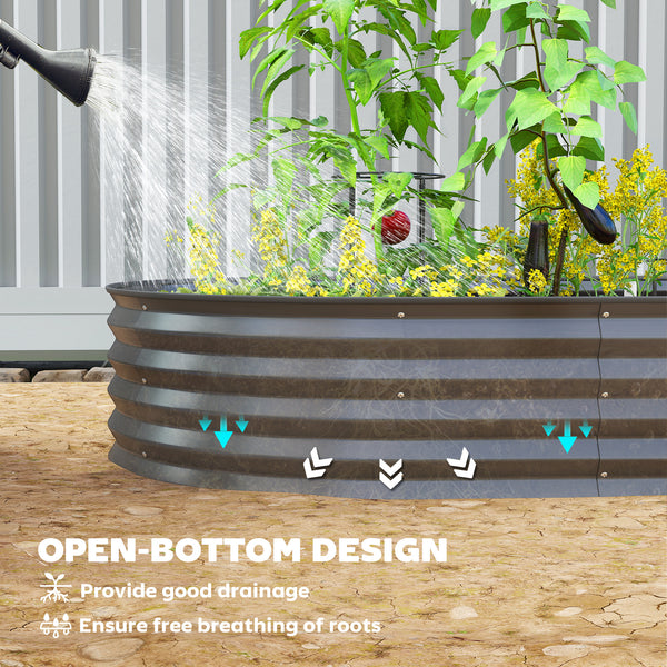Jardinière d'extérieur surélevée galvanisée avec tuteur en métal, noire