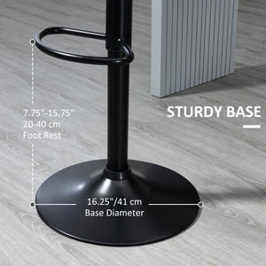 Lot de 2 tabourets pivotants et réglables en cuir PU avec base chromée et repose-pieds, noir