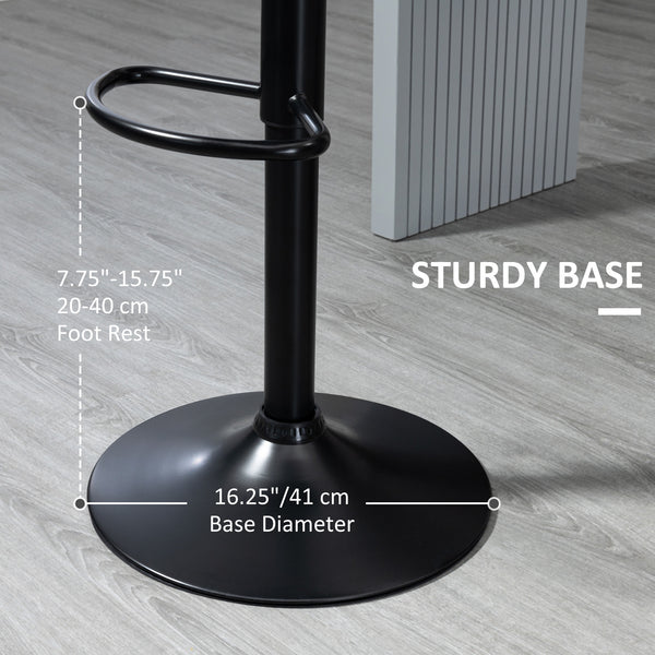 Lot de 2 tabourets pivotants et réglables en cuir PU avec base chromée et repose-pieds, noir