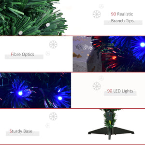 Sapin de Noël artificiel en fibre optique LED pré-éclairé de 3 pieds avec support
