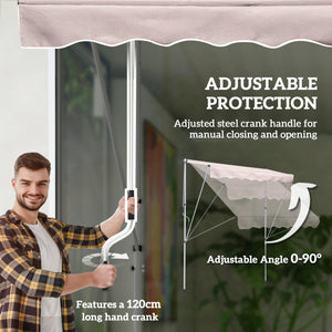 6.6'x5' Manual Retractable Patio Awning Window Door Sun Shade Deck Canopy Shelter Water Resistant UV Protector Beige