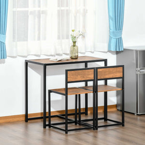 Ensemble table et chaises de salle à manger style industriel, pour 2 personnes, idéal pour les petits espaces.